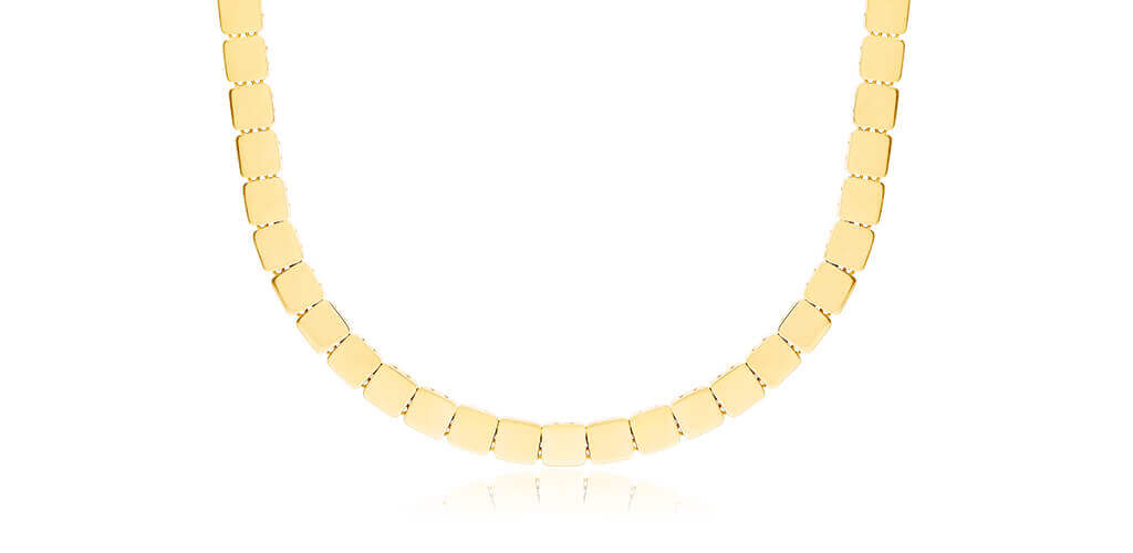 14K Yellow Gold Square Necklace