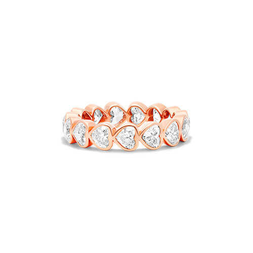 14K Rose Gold Bezel Heart Diamond Eternity Ring