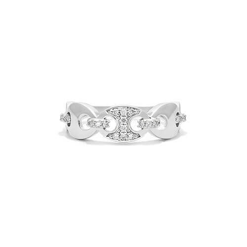 14K White Gold Mariner Chain Lab Grown Diamond Ring