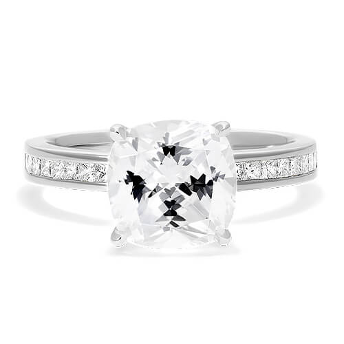 Channel Set Cushion Cut Diamond Ring