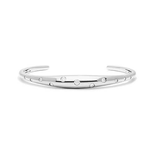 14K White Gold Scattered Diamond Cuff Bracelet