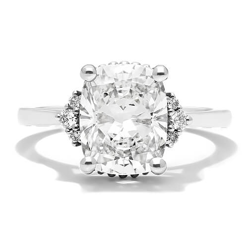 Side Stone Cushion Cut Diamond Ring