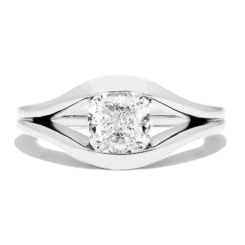 Tension Set Cushion Cut Diamond Ring