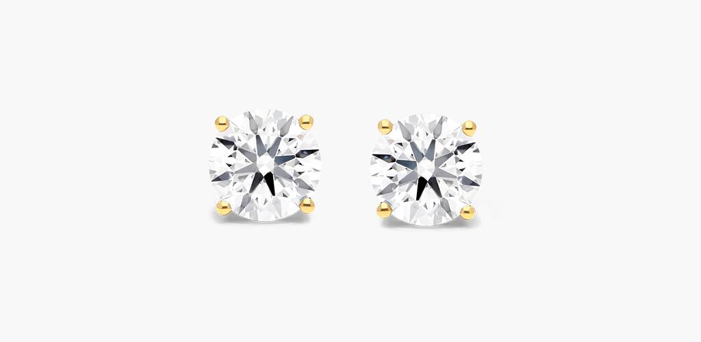 14K Yellow Gold Four Prong Round Brilliant Lab-Grown Diamond Stud Earrings (0.25 CTW - F-G / VS2-SI1)