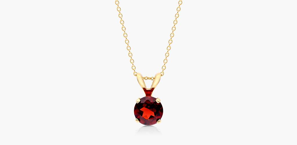 14K Yellow Gold Garnet Birthstone Necklace