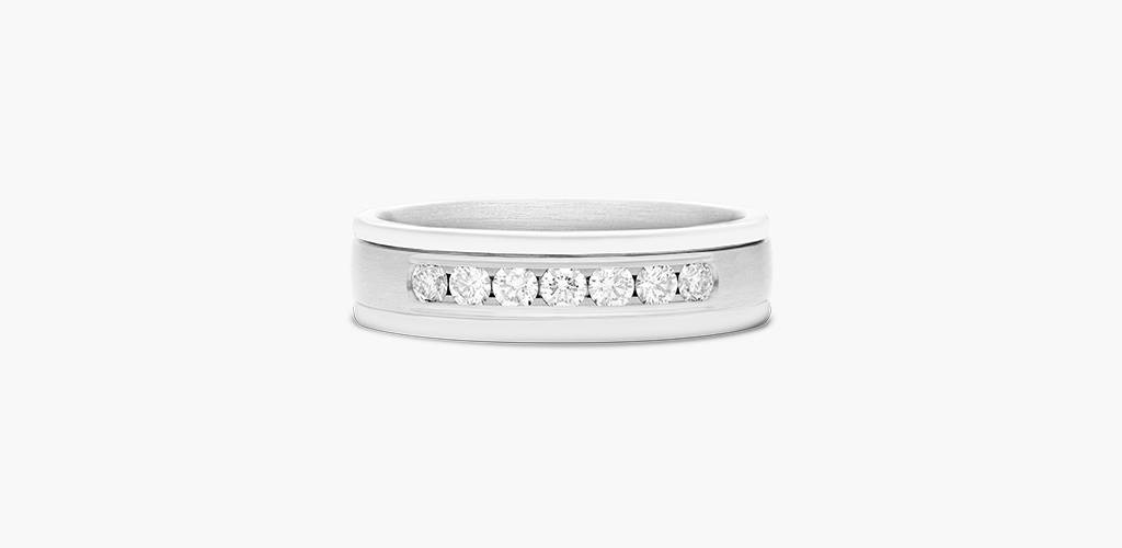 18K White Gold 6mm Channel Set Diamond Wedding Ring