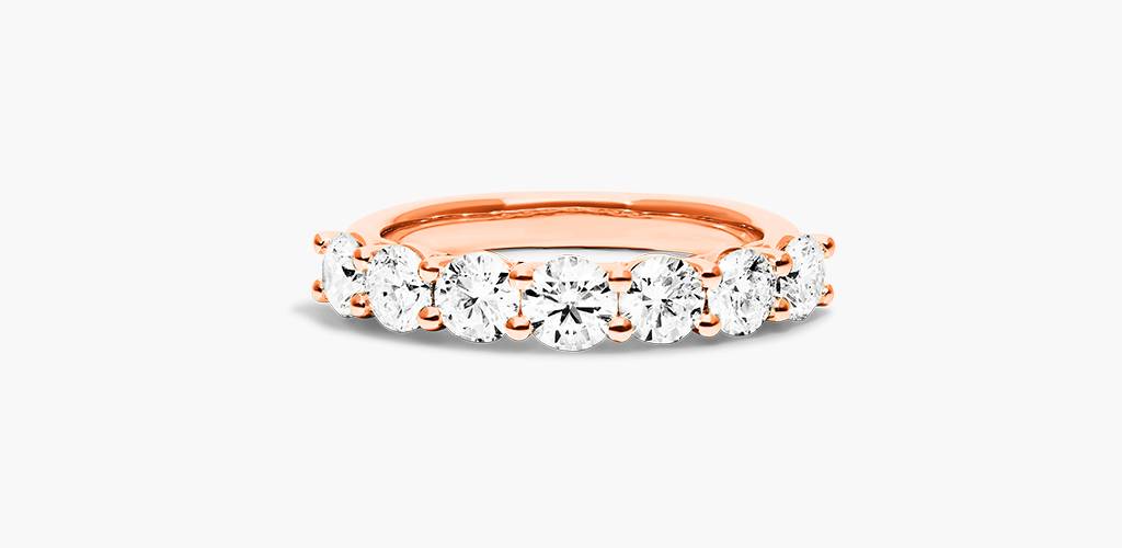 14K Rose Gold Seven Stone Low Dome Basket Lab-Grown Diamond Ring (2.00 CTW - F-G / VS2-SI1)