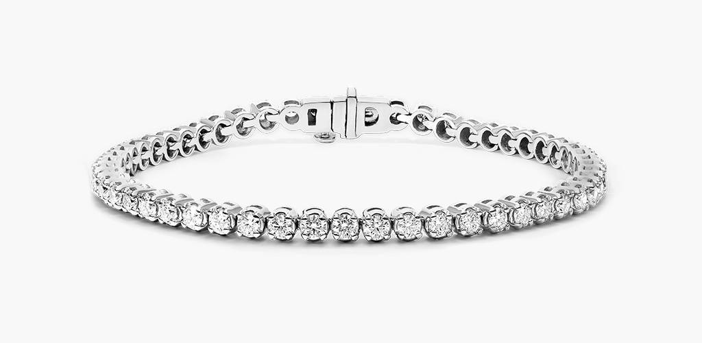 14K White Gold Four Prong Lab-Grown Diamond Tennis Bracelet (3 CTW - F-G / VS2-SI1)