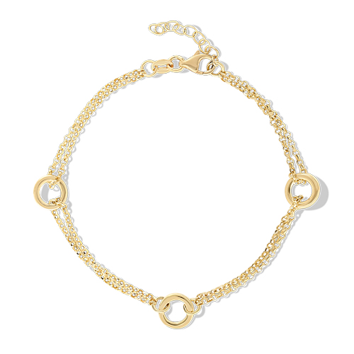 14K Yellow Gold Golden Hour Two-Strand Circle Link Necklace