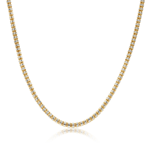 14K Yellow Gold Two Tone Faceted Necklace