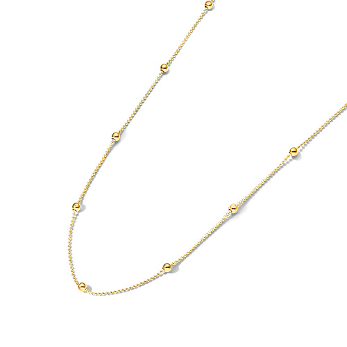 Yellow Gold Ball Station Chain Necklace