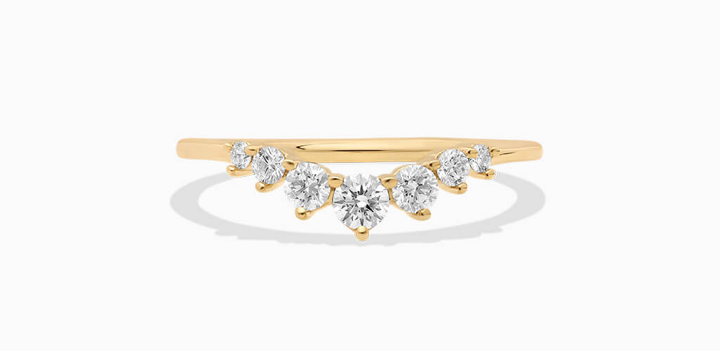 14K Yellow Gold Graduated Round Diamond Tiara Ring