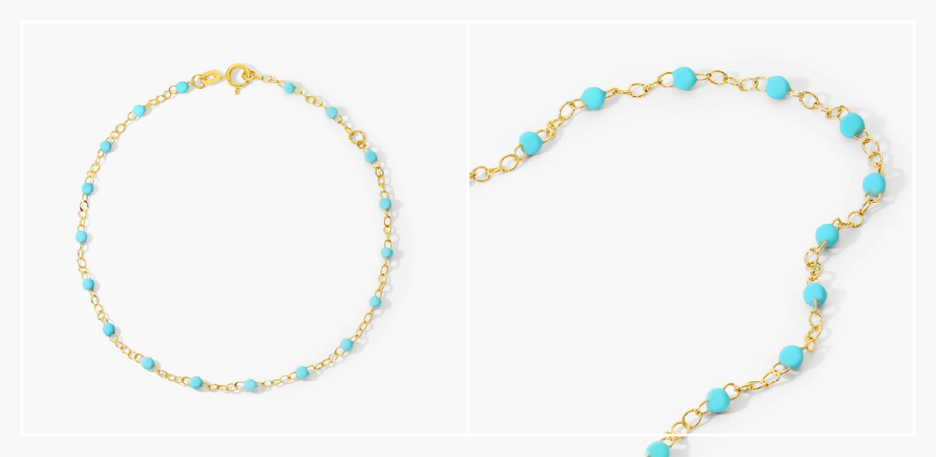 A James Allen turquoise enamel bead bracelet in 14K yellow gold