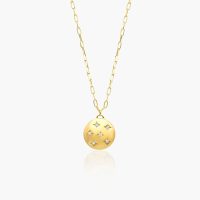 14K Yellow Gold Star Cluster Diamond Medallion Necklace