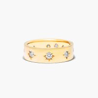 14K Yellow Gold Diamond Starburst Ring